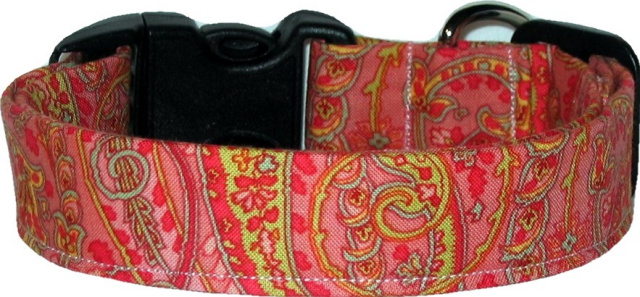 Coral Paisley Handmade Dog Collar